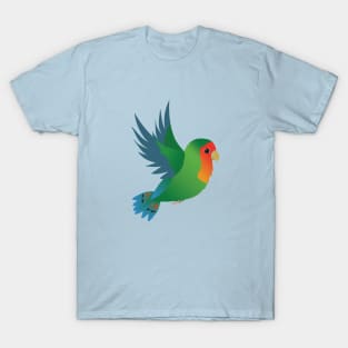 Flying green peach faced lovebird T-Shirt